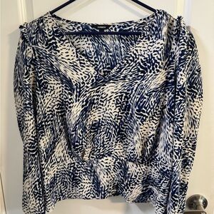Express Blue and White Boxy Blouse